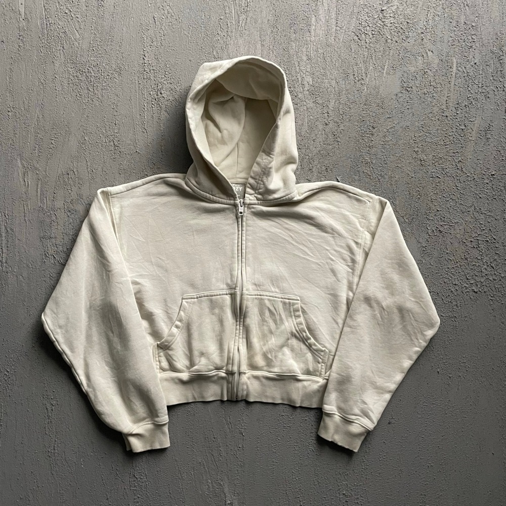Tna Cozy Fleece Boyfriend Zip Up Hoodie Women Small Cream White Modern Aritzia